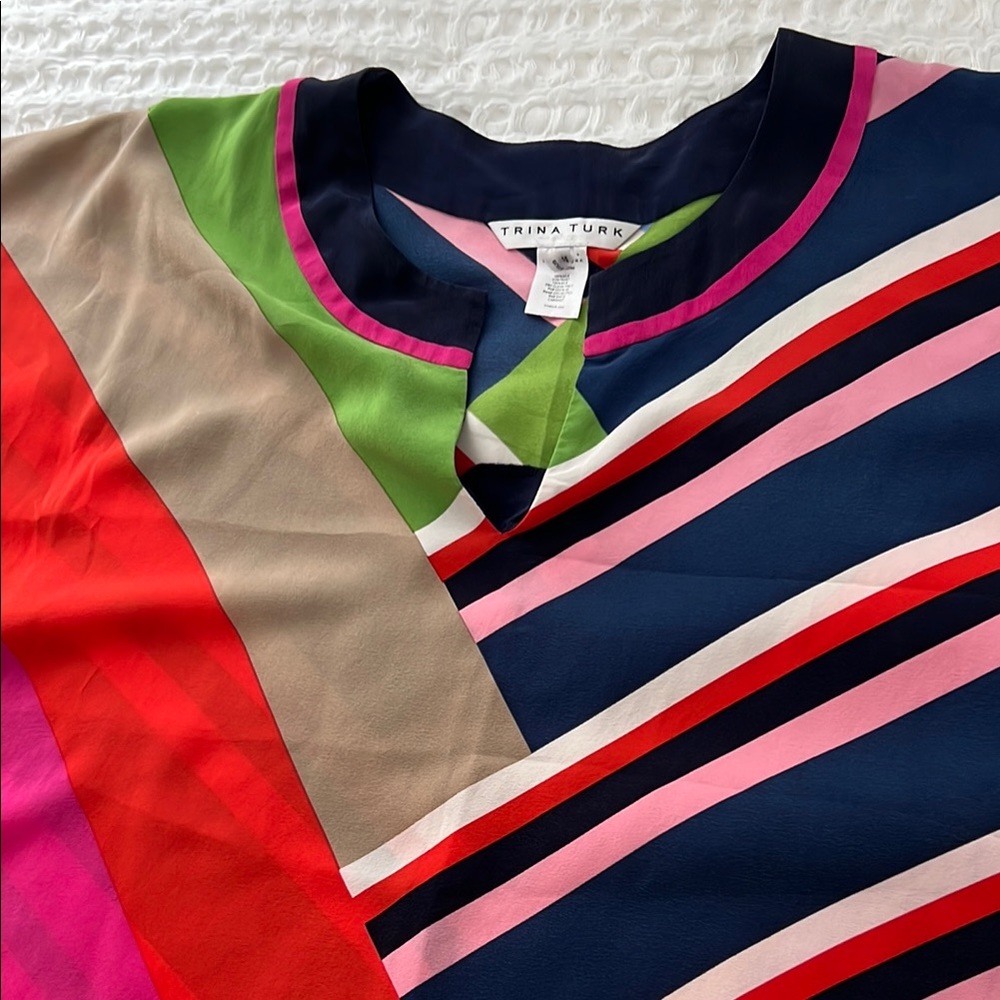 Trina Turk Silk Colorful Striped Caftan size M/L